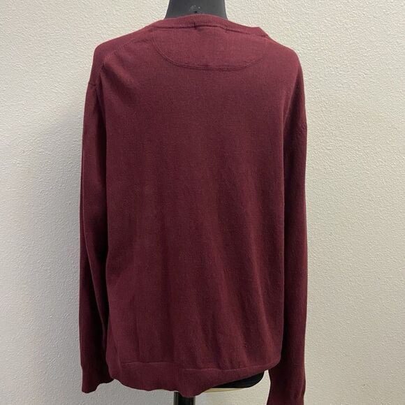 Johnston and Murphy Mens V Neck Silk Blend Sweater Size XL Maroon Pullover - Picture 2 of 7